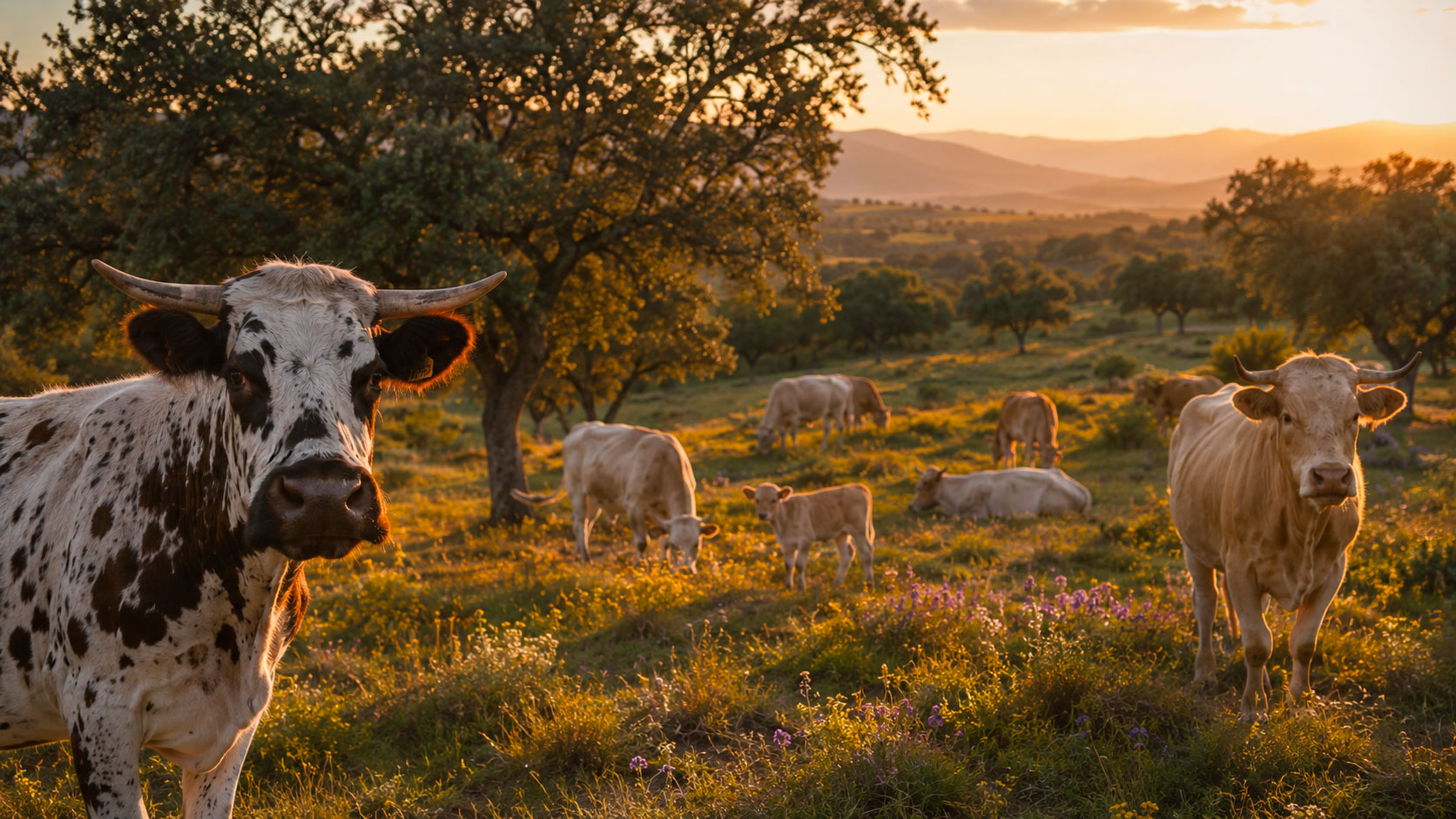 Ganado pastando en un entorno rural
